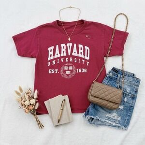 Harvard University T-Shirt Youth Medium Maroon Excellent Collegiate Graphic Tee